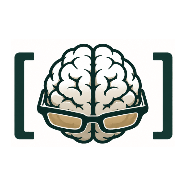 Private Assistants — a bracketed brain wearing glasses